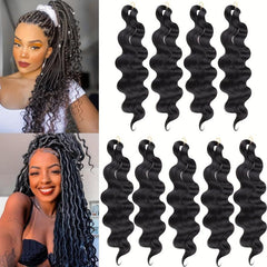 Natural Body Wave Braiding Hair Pre-Feathered French Curl Wavy Crochet Braids 1B