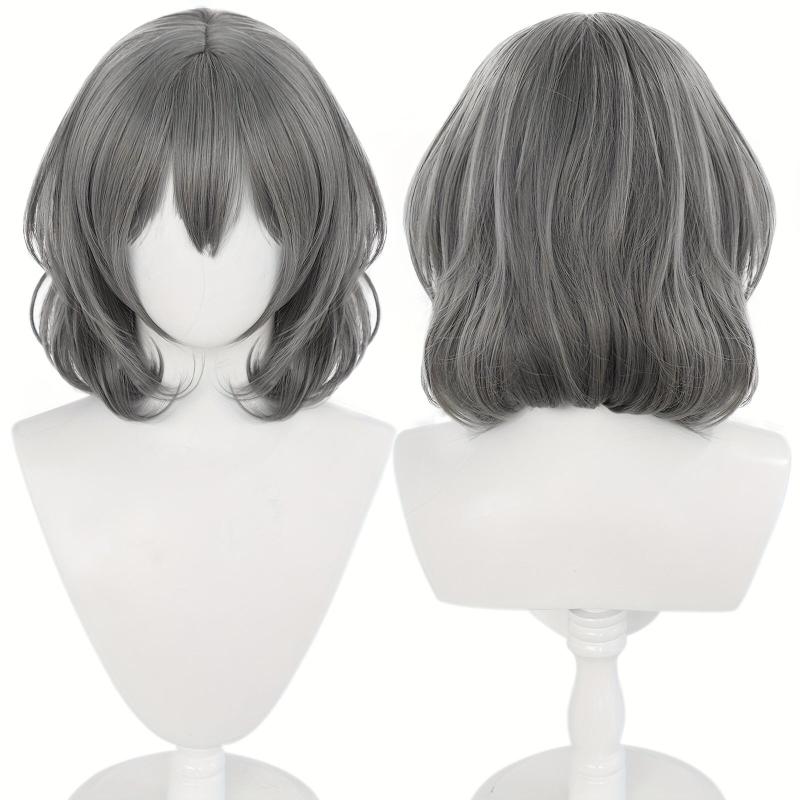 Short Dark Gray Straight Wig with Bangs for Cosplay
