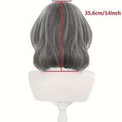 Short Dark Gray Straight Wig with Bangs for Cosplay