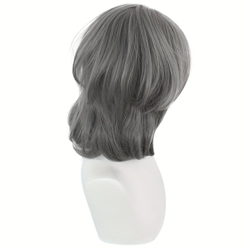 Short Dark Gray Straight Wig with Bangs for Cosplay