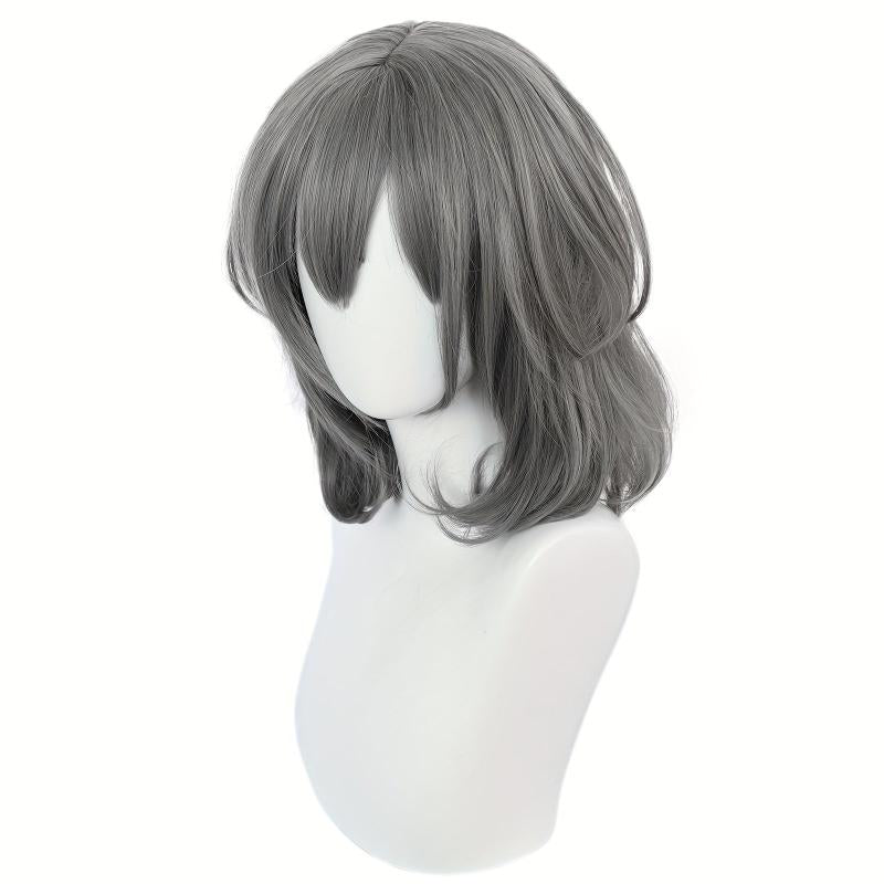 Short Dark Gray Straight Wig with Bangs for Cosplay