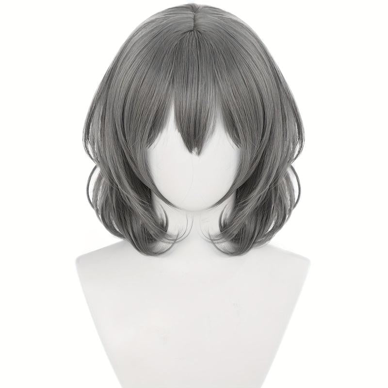 Short Dark Gray Straight Wig with Bangs for Cosplay