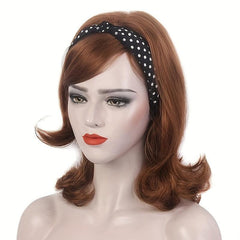 Brown Retro Beehive Curl Hair Wig with Bangs for Women Daily 50s 70s Costume