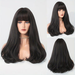 Platinum Long Curly Synthetic Wig With Bangs