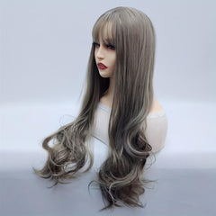 Long Wavy Wig With Bangs Synthetic Wig Heat Resistant Costume Wig