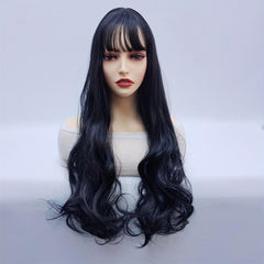 Long Wavy Wig With Bangs Synthetic Wig Heat Resistant Costume Wig