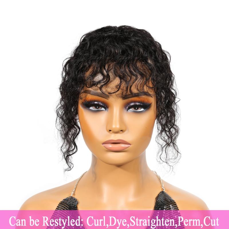 4 Cm Water Wave Hair Topper 100% Human Hair Extensions Clip In Fringe Hair