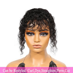 4 Cm Water Wave Hair Topper 100% Human Hair Extensions Clip In Fringe Hair