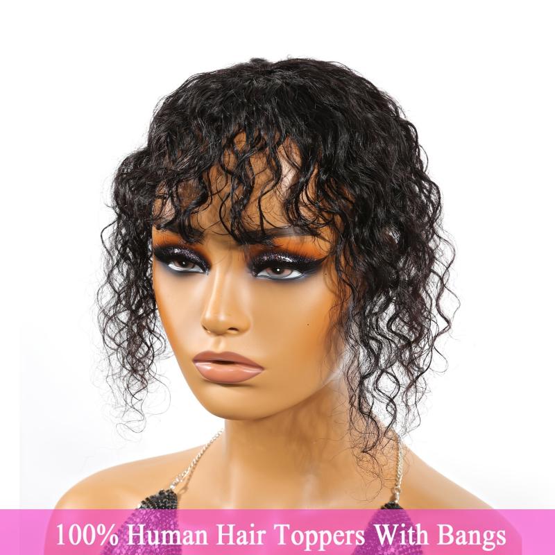 4 Cm Water Wave Hair Topper 100% Human Hair Extensions Clip In Fringe Hair