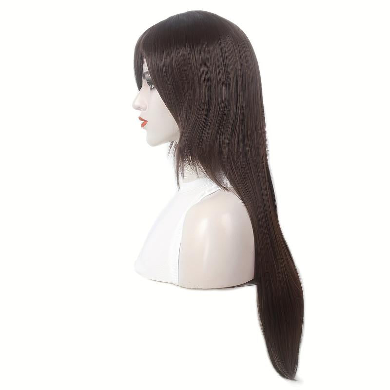 Long Straight Wigs With Slanting Bangs Natural Looking