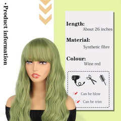 Long Curly Wavy Hair Wig Synthetic Hair Replacement with Bangs