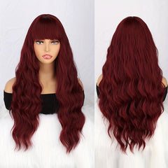 Long Curly Wavy Hair Wig Synthetic Hair Replacement with Bangs