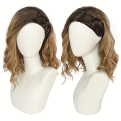 Short Wavy Brown Anime Cosplay Wig for Halloween with Wig Cap