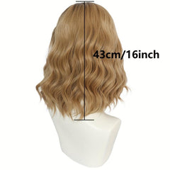 Short Wavy Brown Anime Cosplay Wig for Halloween with Wig Cap