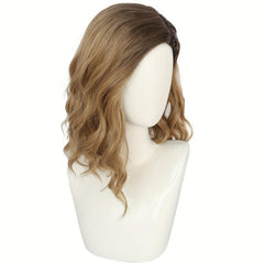 Short Wavy Brown Anime Cosplay Wig for Halloween with Wig Cap