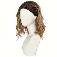 Short Wavy Brown Anime Cosplay Wig for Halloween with Wig Cap