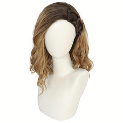 Short Wavy Brown Anime Cosplay Wig for Halloween with Wig Cap