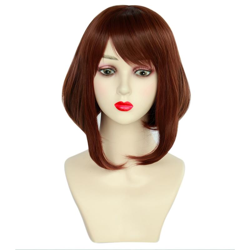 Short Brown Cosplay Wig Costume Synthetic Hair Bob Wigs For Women