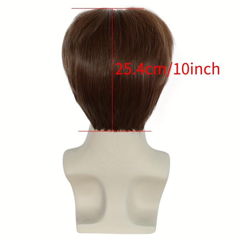 Short Brown Straight Middle Part Wig For Cosplay & Wig Cap