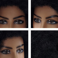 Brown Short Curly 70s Afro Puff Wig for Women