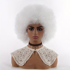 Brown Short Curly 70s Afro Puff Wig for Women