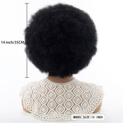 Brown Short Curly 70s Afro Puff Wig for Women