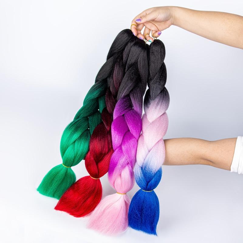 Rainbow Gradient Hair Pre Stretched Crocheted Hair Filament 71 12 Cm