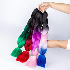 Rainbow Gradient Hair Pre Stretched Crocheted Hair Filament 71 12 Cm