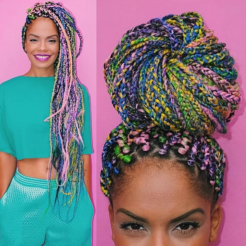 Rainbow Gradient Hair Pre Stretched Crocheted Hair Filament 71 12 Cm