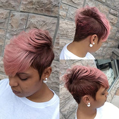 Short Fluffy Layered Wig with Bangs for Women