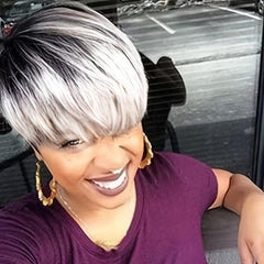 Short Fluffy Layered Wig with Bangs for Women