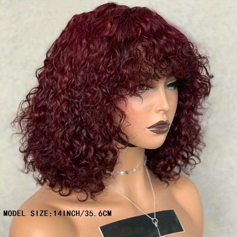 Short Bob Curly Wigs For Women Afro Kinky Curly Hair Wigs With Bangs