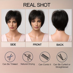 Short Straight Hair Wigs 20 32 Cm Synthetic Fiber None Lace Hair Wigs