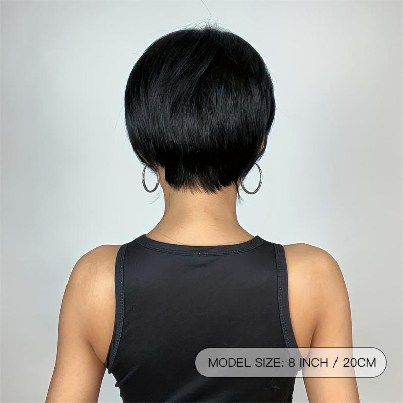 Short Straight Hair Wigs 20 32 Cm Synthetic Fiber None Lace Hair Wigs