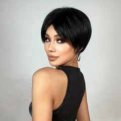 Short Straight Hair Wigs 20 32 Cm Synthetic Fiber None Lace Hair Wigs