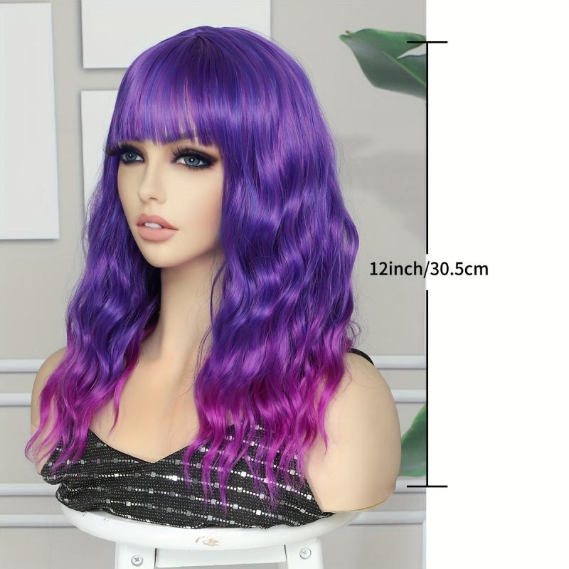 Short Wave Hair Wig Orange Yellow Pink Purple Green Synthetic