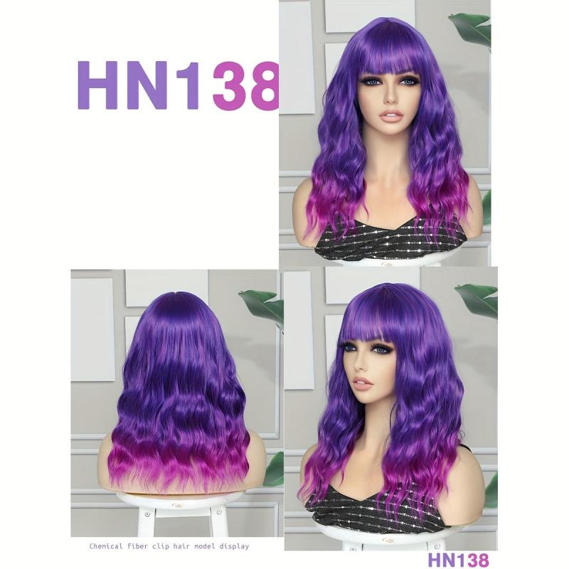 Short Wave Hair Wig Orange Yellow Pink Purple Green Synthetic