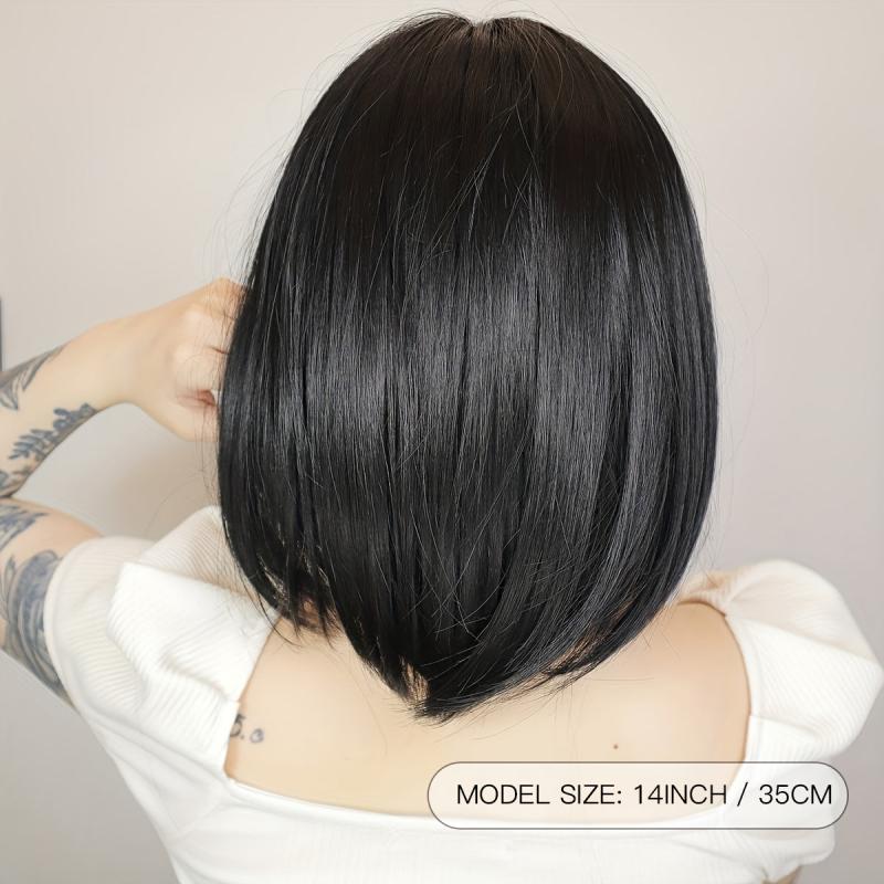 35 56 Cm Short Bob Wig Straight Wig With Neat Bangs Synthetic Wig With Fringe