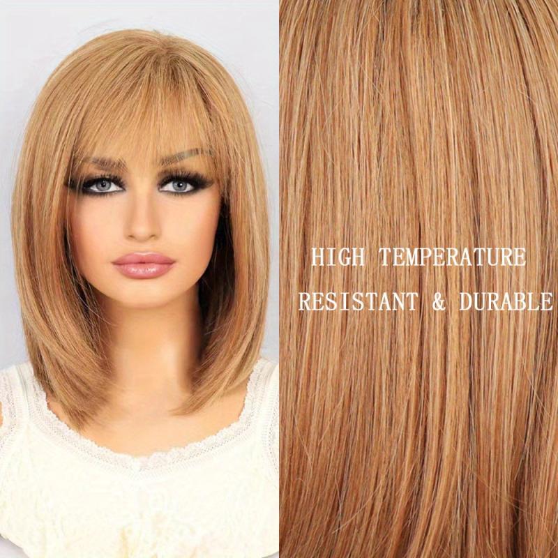 35 56 Cm Short Straight Bob Wig With Bangs Synthetic Wigs For Women