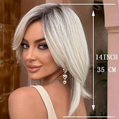 35 56 Cm Short Straight Bob Wig With Bangs Synthetic Wigs For Women