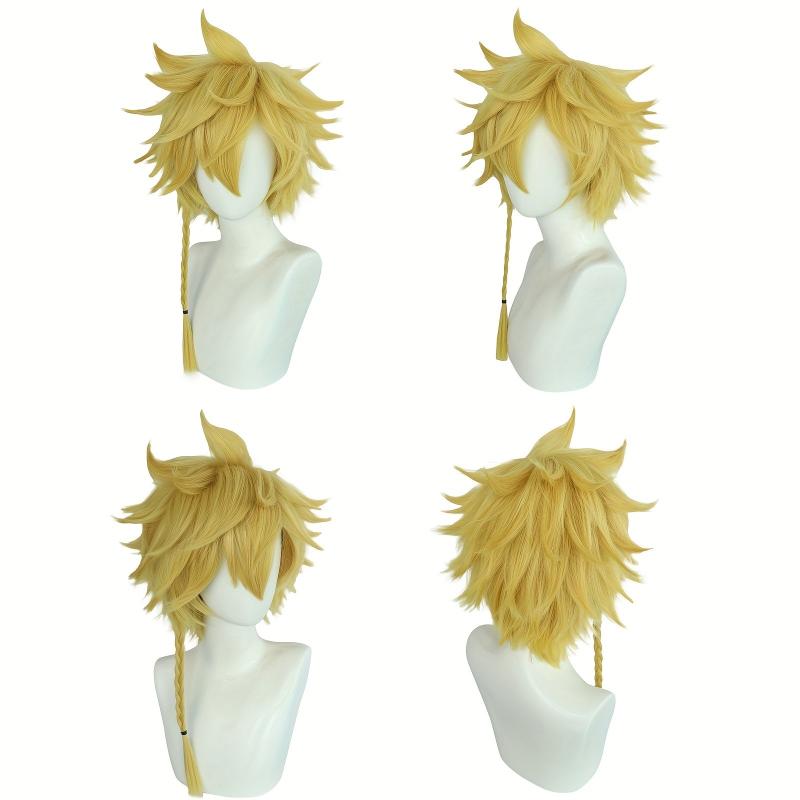 Short Yellow Cosplay Wig with Braid 25.4 cm