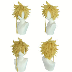 Short Yellow Cosplay Wig with Braid 25.4 cm