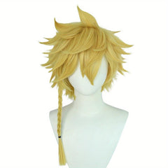 Short Yellow Cosplay Wig with Braid 25.4 cm