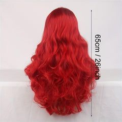 Red Long Curly Synthetic Wig Heat Resistant Halloween Cosplay Party