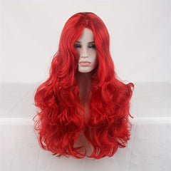 Red Long Curly Synthetic Wig Heat Resistant Halloween Cosplay Party