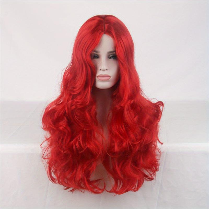 Red Long Curly Synthetic Wig Heat Resistant Halloween Cosplay Party