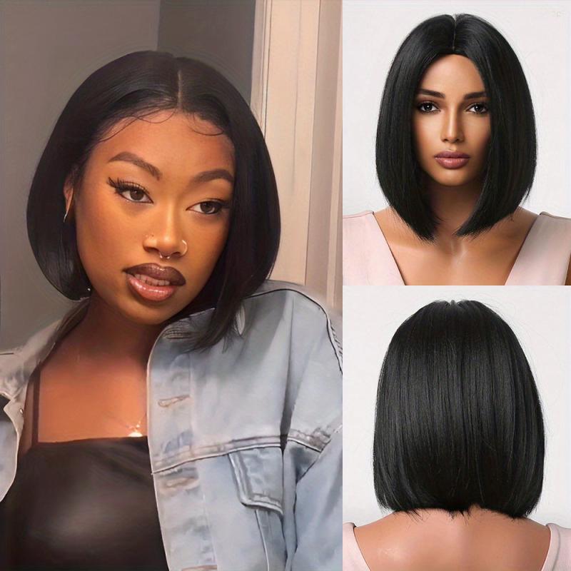 Short Straight Bob Cut Synthetic Wig for Daily Use and Party