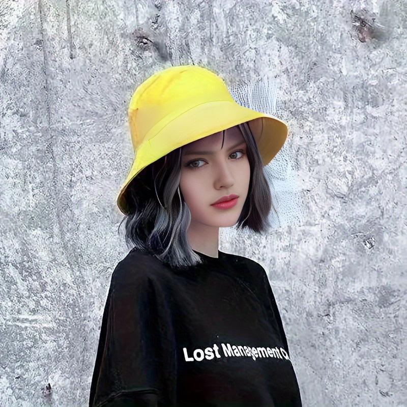 30-48 cm Bob Curly Wavy Hair Wig with Fisherman Hat Attached
