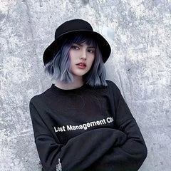 30-48 cm Bob Curly Wavy Hair Wig with Fisherman Hat Attached
