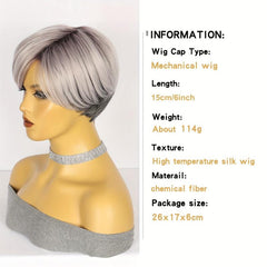 Short Straight Synthetic Wig With Bangs for Halloween Cosplay
